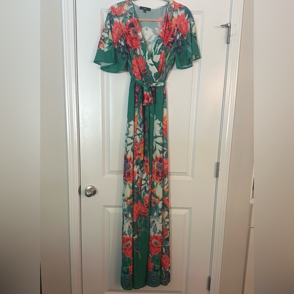 Lulu’s Still In Paradise Green Floral Print Maxi Dress- L - Picture 4 of 7